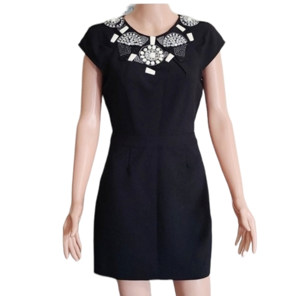 bebe Vintage Y2K Cocktail Dress Beaded Rhinestone Chest‎ Mini Black Size XS - Picture 1 of 12